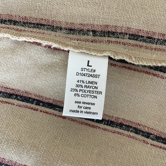 Active USA linen blend striped safari sundress tan size L - Picture 7 of 16